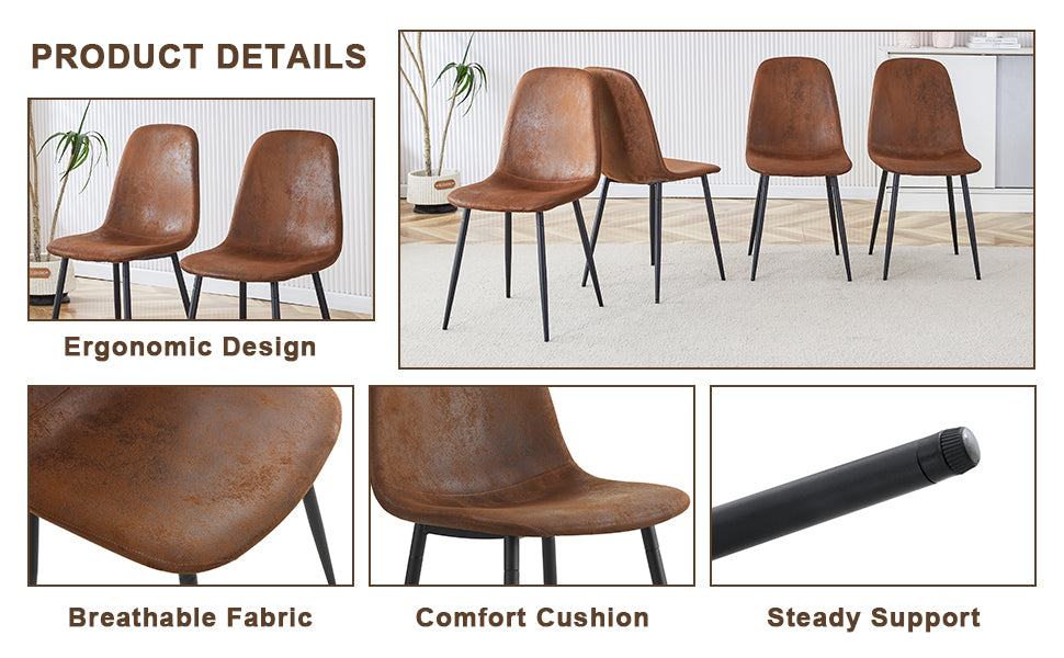 1 table and 6 chairs set.63'x35.4x30' Rectangular Transprant Tempered glass Dining Tabletop with Wood color MDF OC shaped bracket.Paired with 6 brown technology fabric dining chairs.W1151S02013