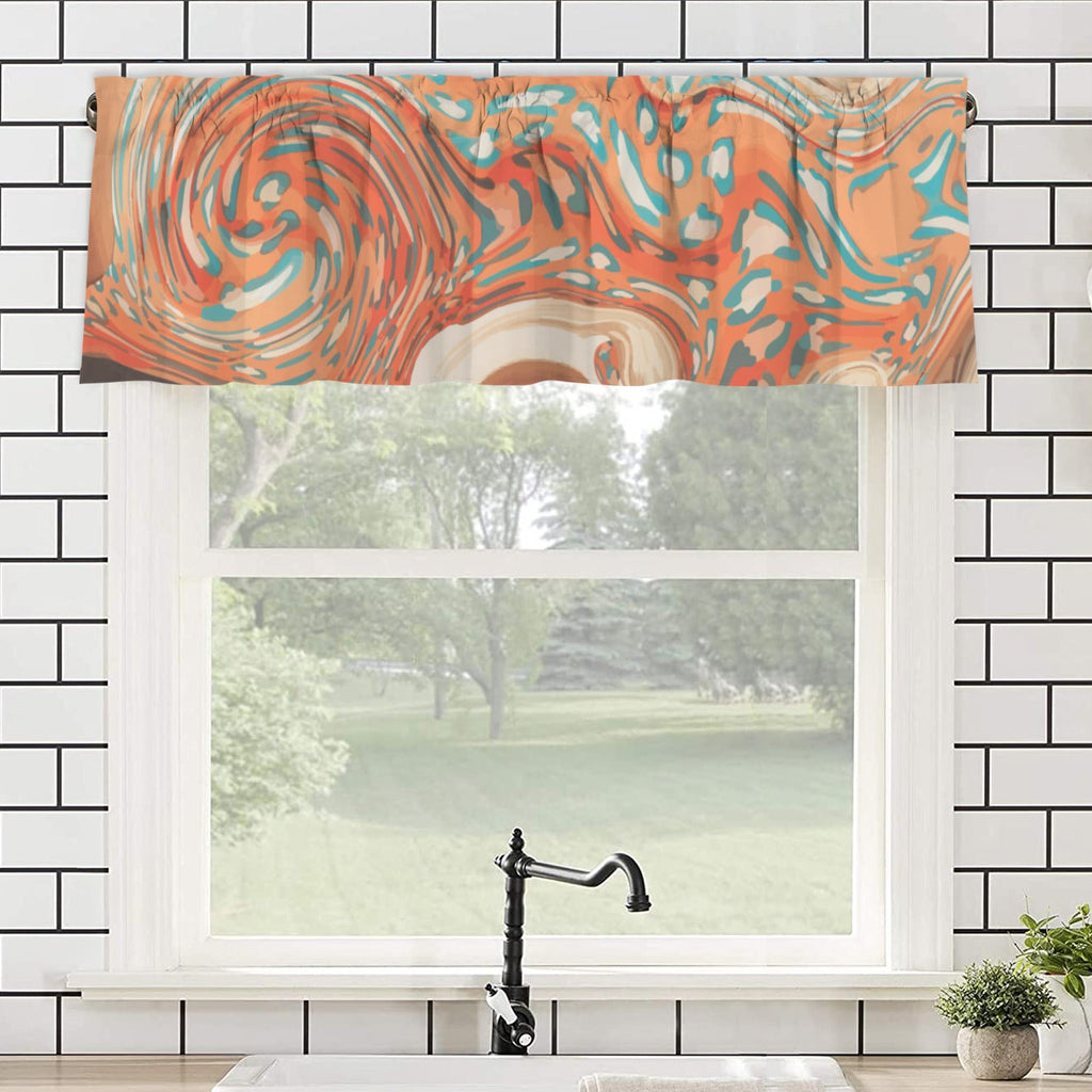 Orange Marble Short Vallance Window Curtain - 60x18inch（Made in USA）