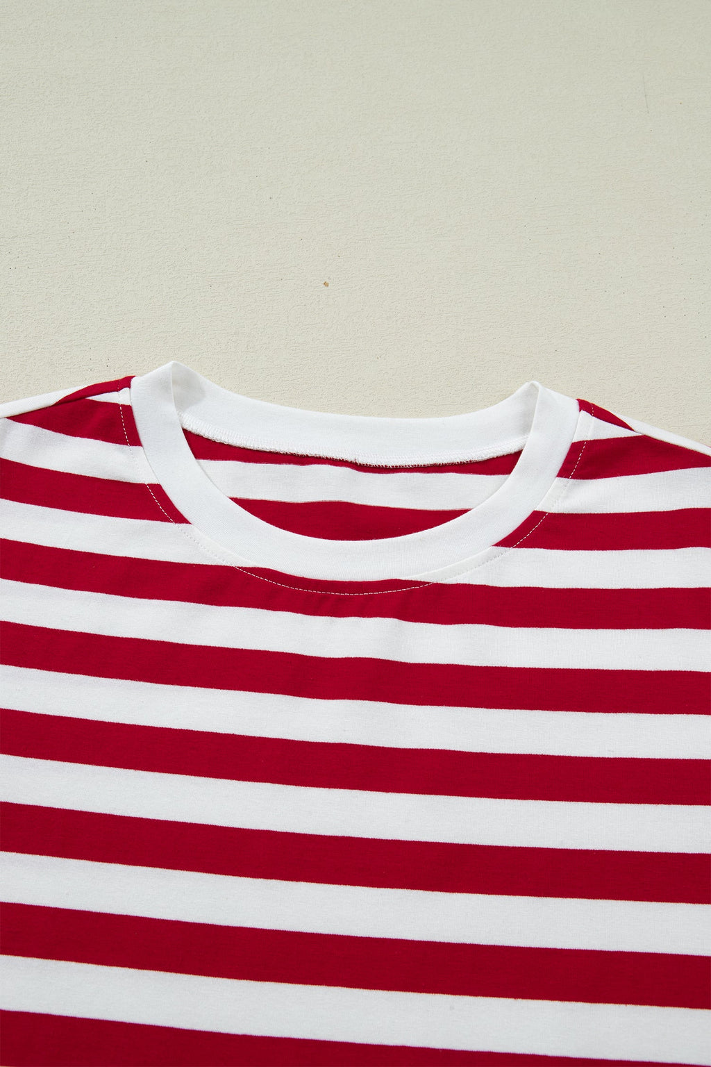 Stripe Patchwork Round Neck Short Sleeve T-Shirt