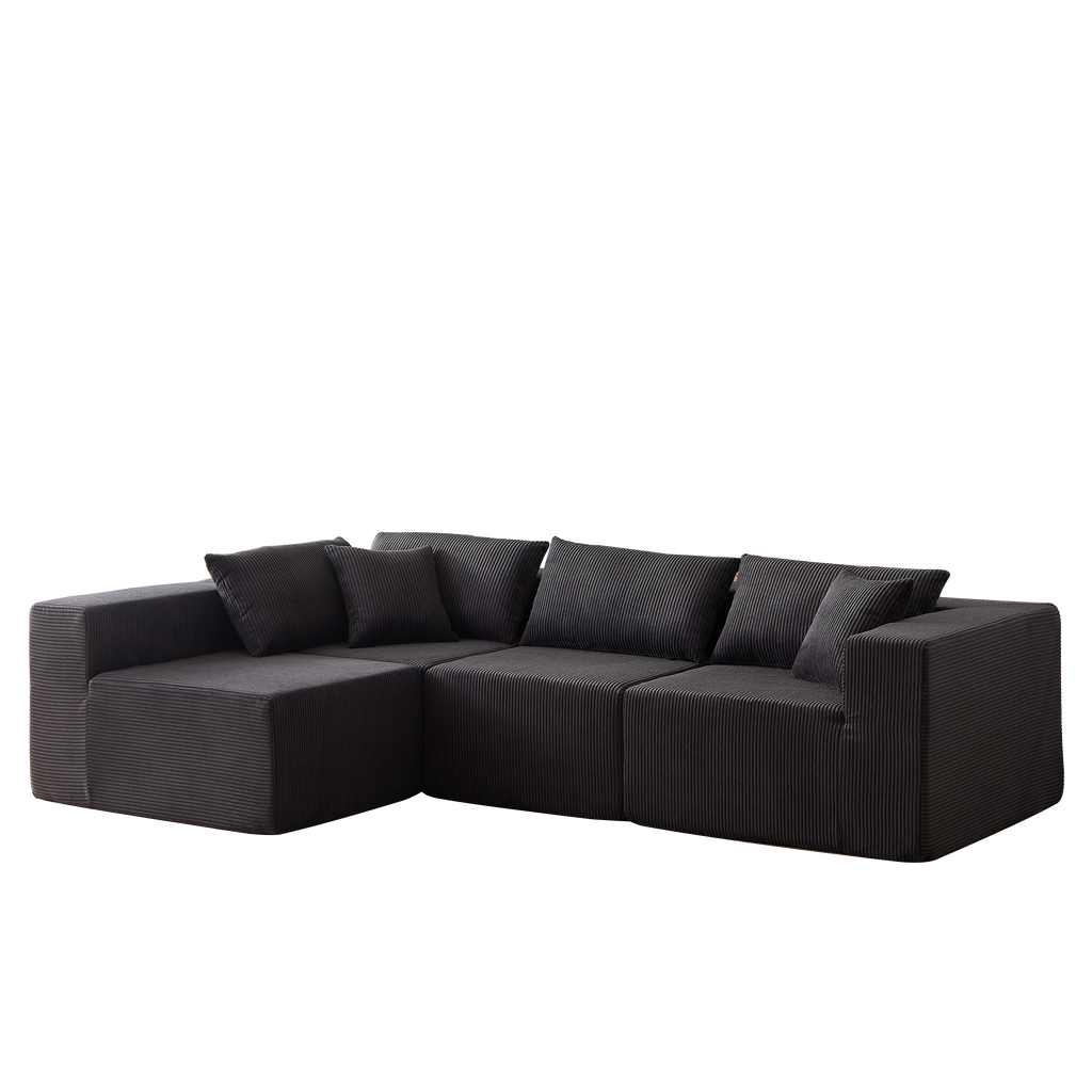 104-Inch Corduroy  Modular L Shaped Sectional Sofa,Luxury Floor Couch Set,Upholstered Indoor Furniture,Foam-Filled Compressed Sofa for Living Room,Bedroom,4 PC Free Combination