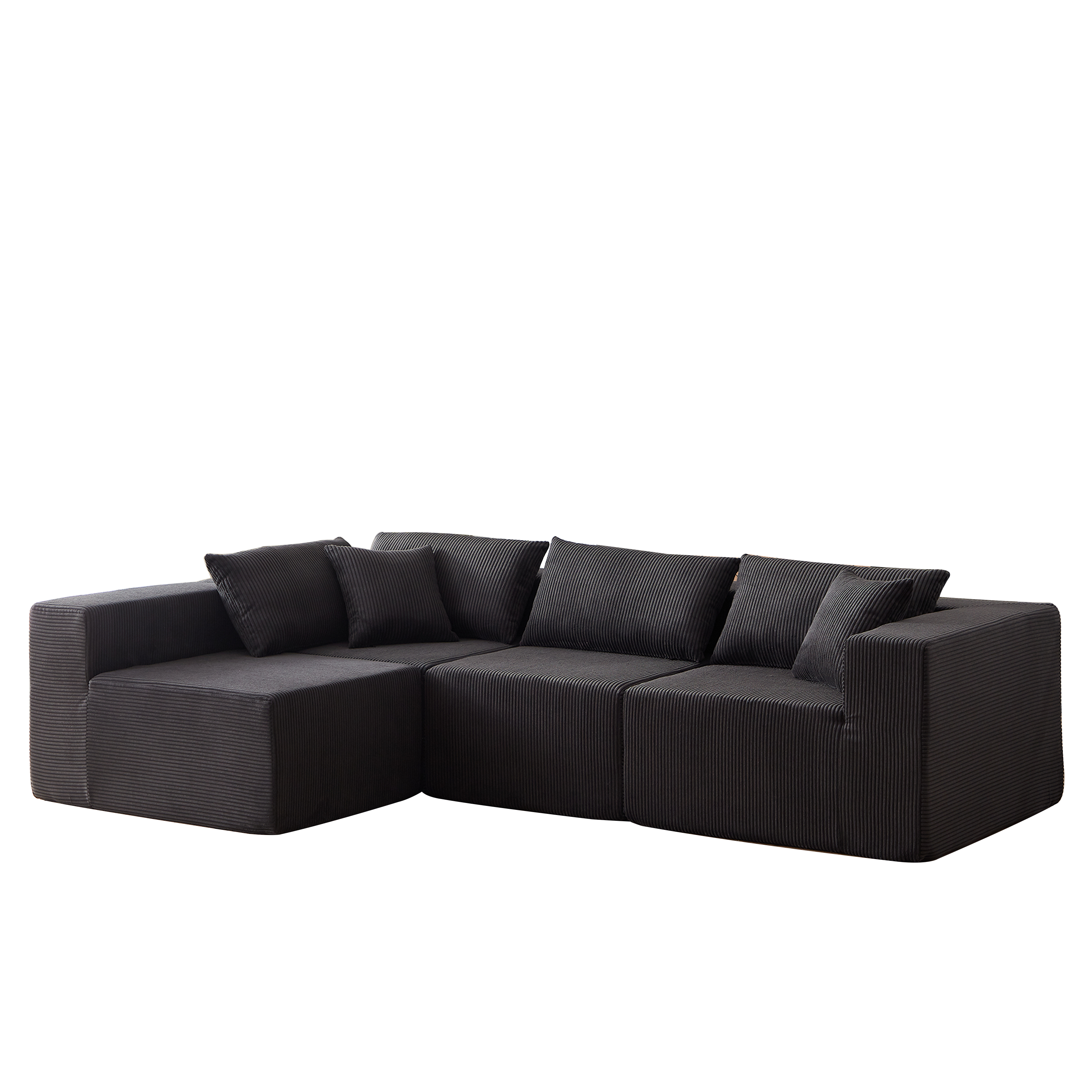 104-Inch Corduroy  Modular L Shaped Sectional Sofa,Luxury Floor Couch Set,Upholstered Indoor Furniture,Foam-Filled Compressed Sofa for Living Room,Bedroom,4 PC Free Combination