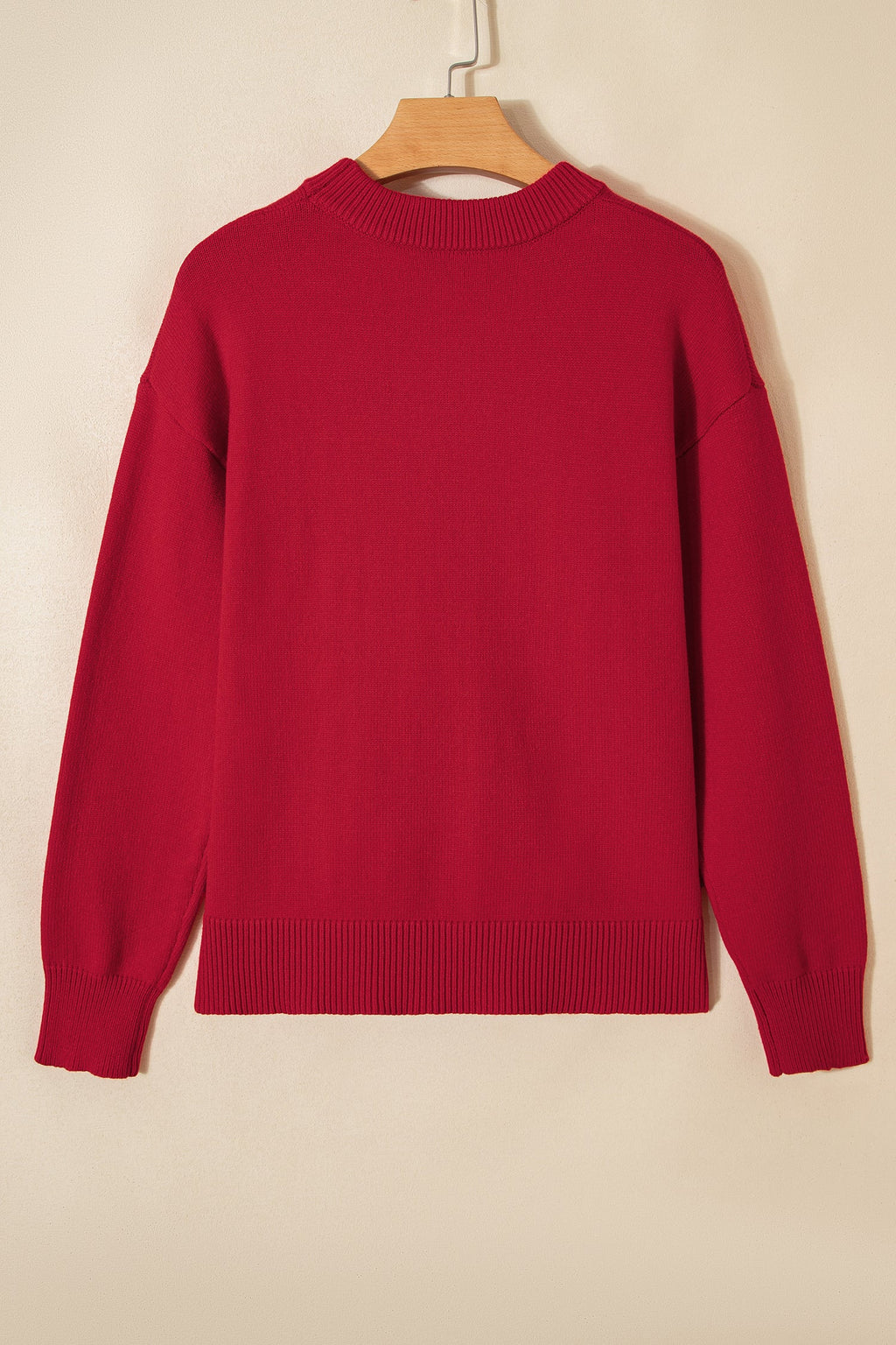 Christmas Sequin Bow Ribbed Trim Sweater