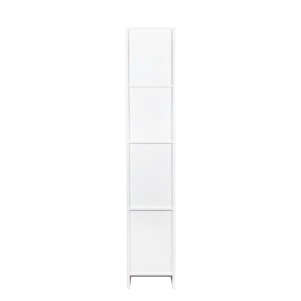 Elegant White Freestanding Cabinet with Inadjustable Shelves and Two Doors for Kitchen and Dining Room
