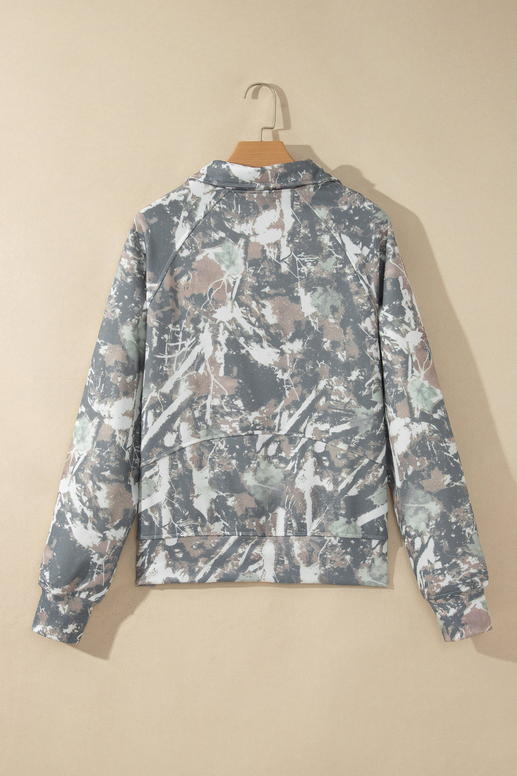 Woodland Camo Quarter-Zip Pocketed Sweatshirt