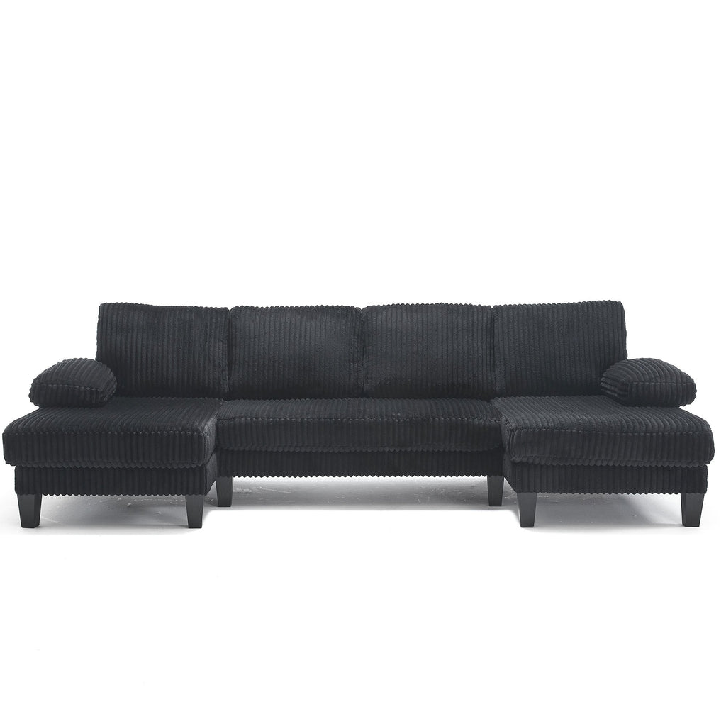 [VIDEO provided][New]U-Shaped Couch with Oversized Seat,4-Seat Sofa  with Double Chaise,Comfortable and spacious indoor furniture for Living Room,Apartment