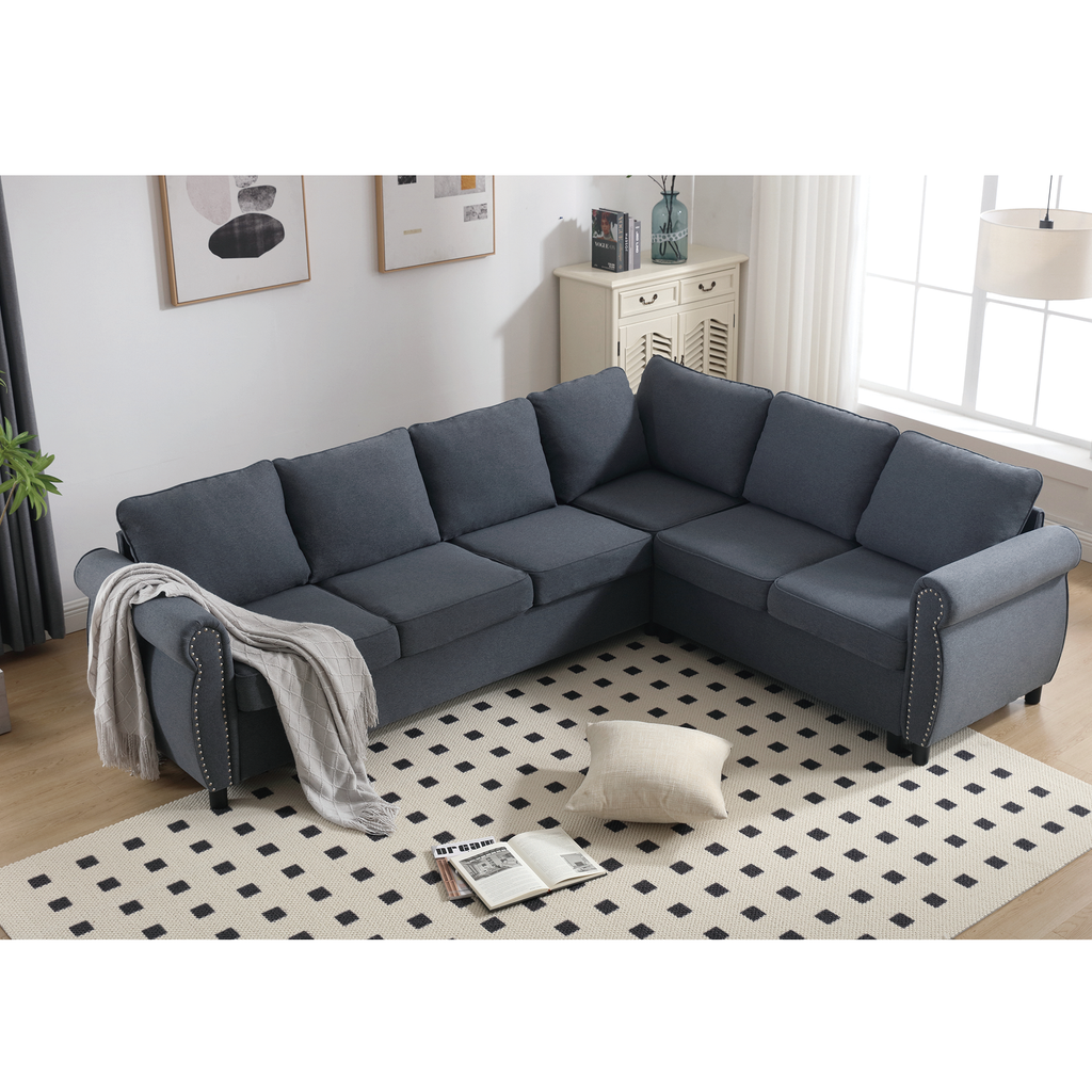 [NEW ARRIVED] [VIDEO PROVIDED] Sleeper Sofa, 2 in 1 Pull Out Couch Bed,6 seater sofa bed, L Shaped Sleeper Sectional Sofa Couch,Riveted sofa,104'' Large combined sofa Bed in living room, GRAY
