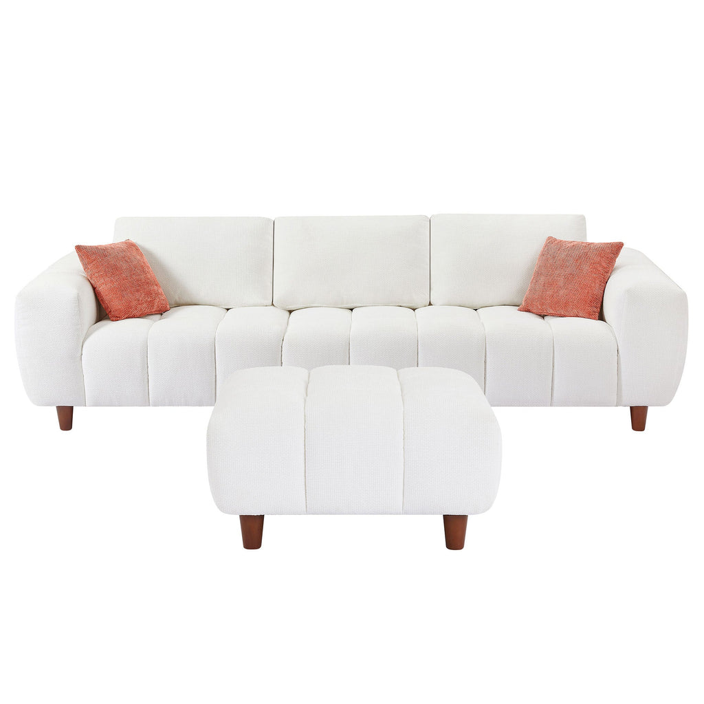 111.81 Inch Convertible Sectional Sofa Couch, L Shaped Sofa with Fabric Couch,Modern Design Cream Style Marshmallow Sofa for Living Room and Office,White