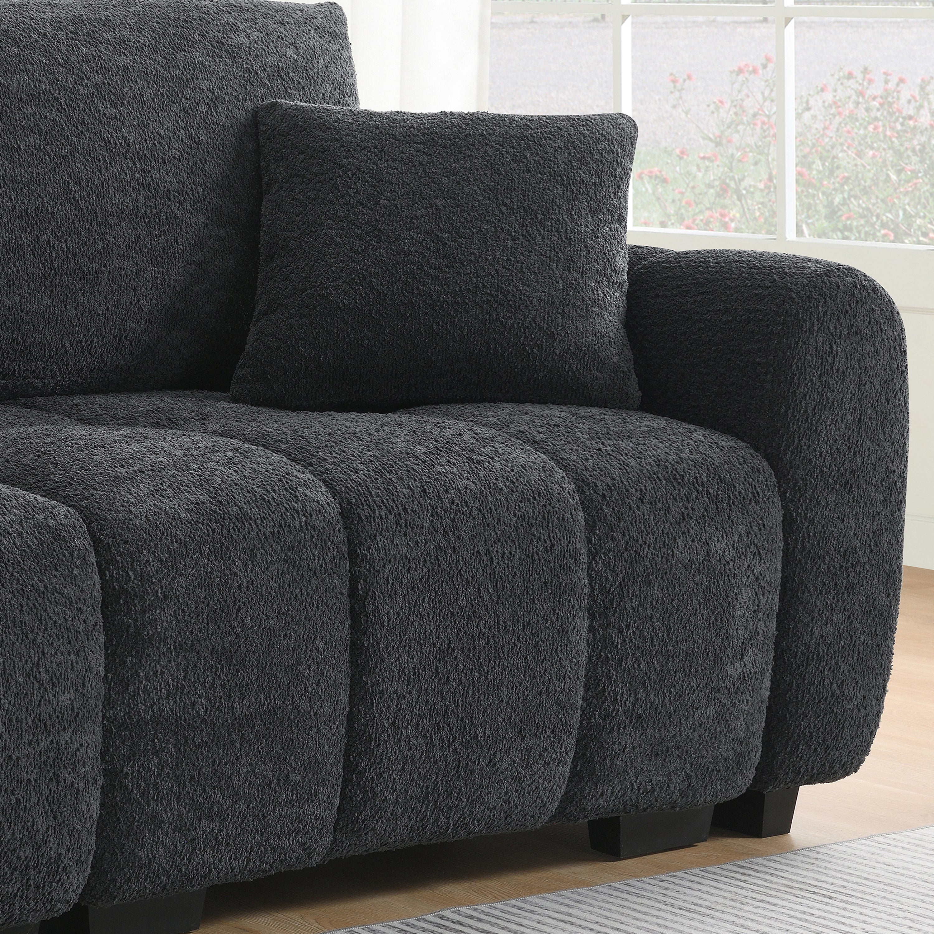 [VIDEO] 110' Modular Sectional Sofa, L Shape with Extra-large Seat, Pull-line Design, Movable Ottoman, High Density Foam, Free Combination, Sturdy Metal&Wood Frame, Boucle Fabric, 3 Colors