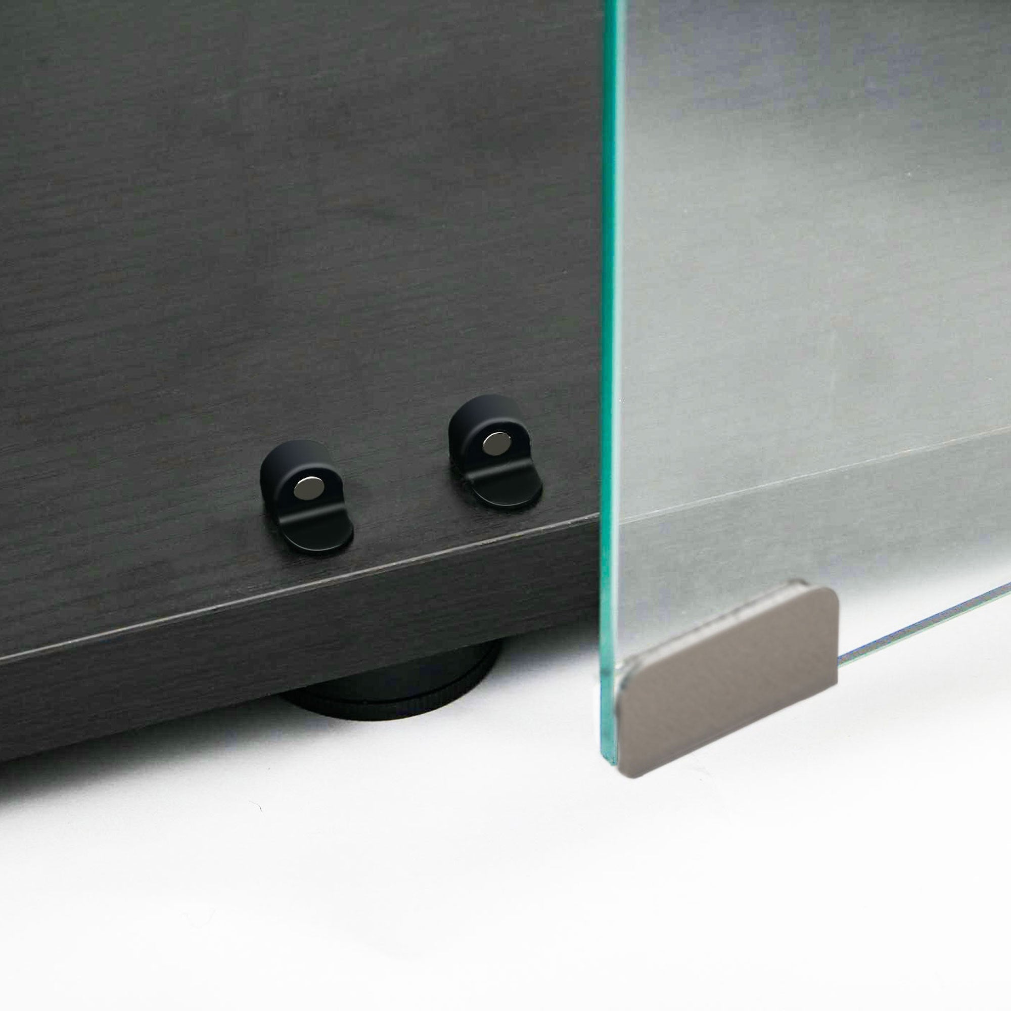 Tempered glass display cabinet,wine cabinet, storage cabinet,file cabinet,with Bluetooth LED strip,can be controlled by remote control or mobile APP,swivel casters,can be placed anywhere, color:black