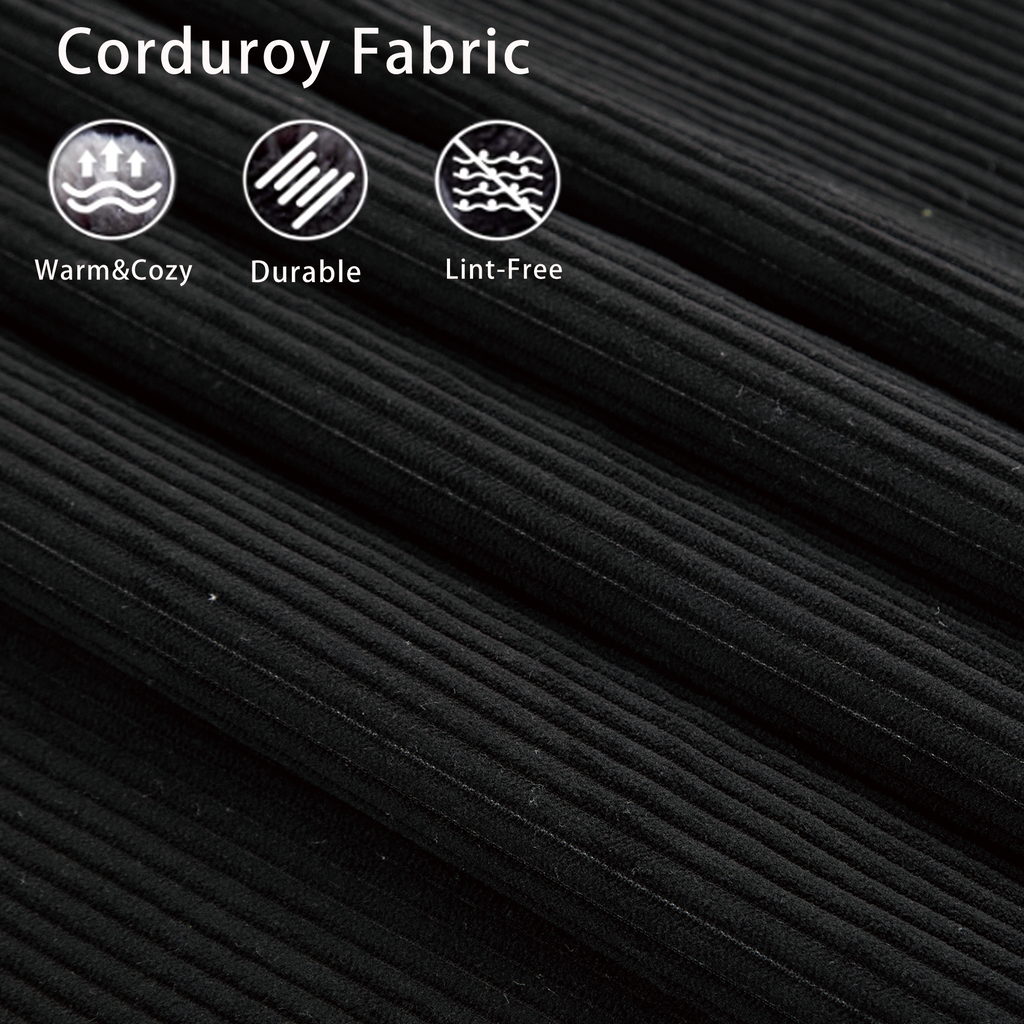[NEW ARRIVED] [VIDEO PROVIDED]Modular Sofa,No Armrests,At will DIY,Soft Corduroy Fabric,Neck Pillow-Back Lounge Sofa Chair,Reading Nook, or Apartment Living, Lumbar Pillow,2 Seats,Upholstered,Black