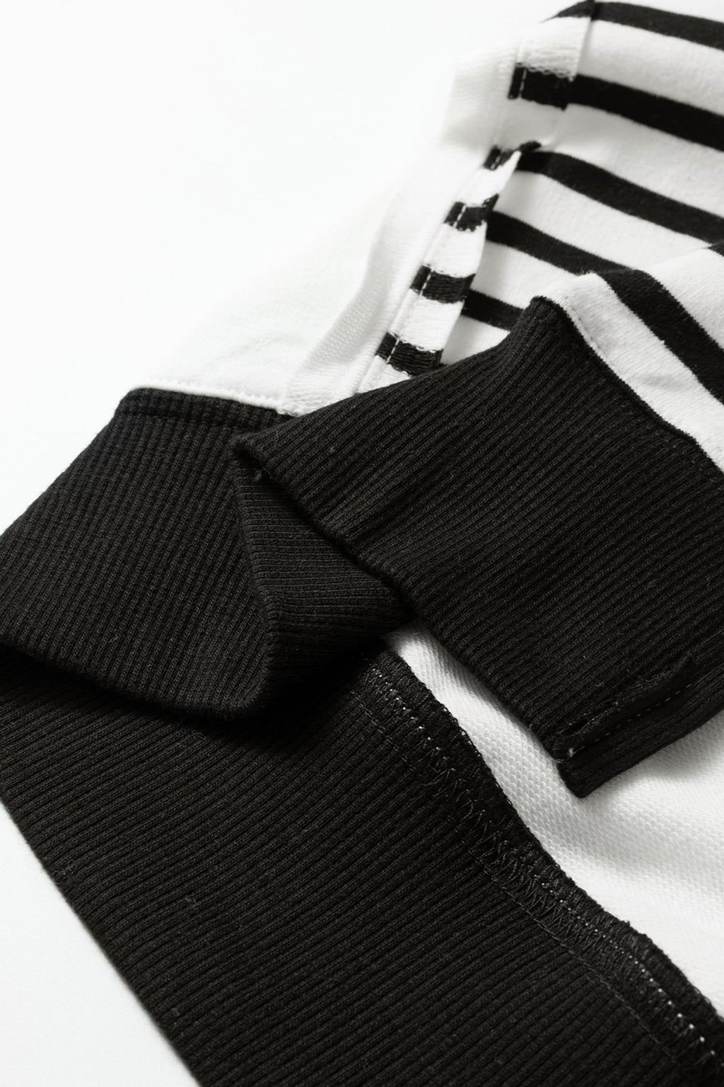 Stripe Sleeve Patchwork Casual Knit Top