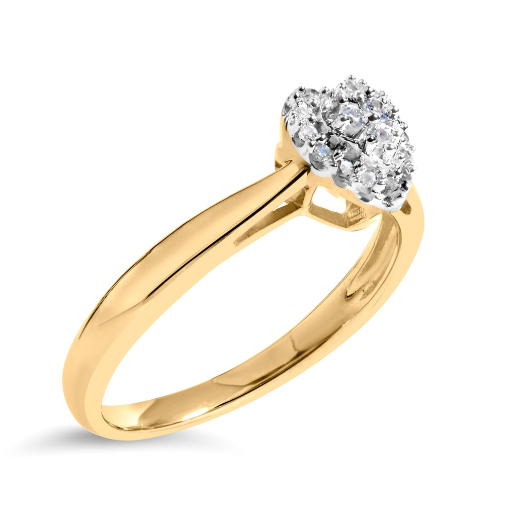 14K Yellow Gold Plated .925 Sterling Silver 1/10 Cttw Round-Cut Diamond Heart Engagement Ring (I-J Color, I3 Clarity) - Size 7