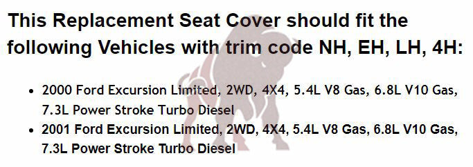 2000-2001 Ford Excursion Seat Cover in Tan: Choose From Variation