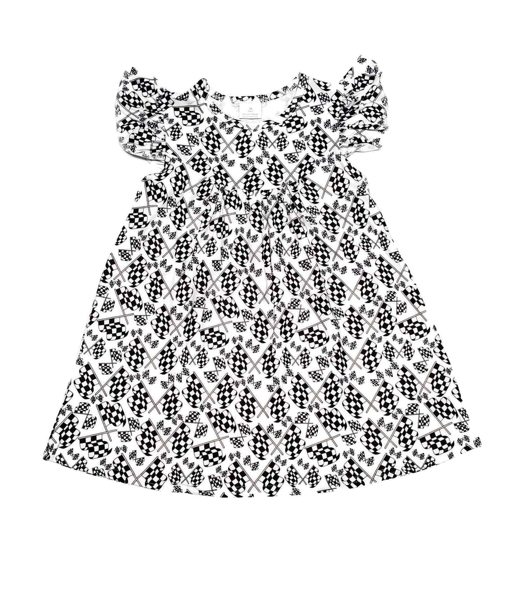 Racing Flag Milk Silk Flutter Dress
