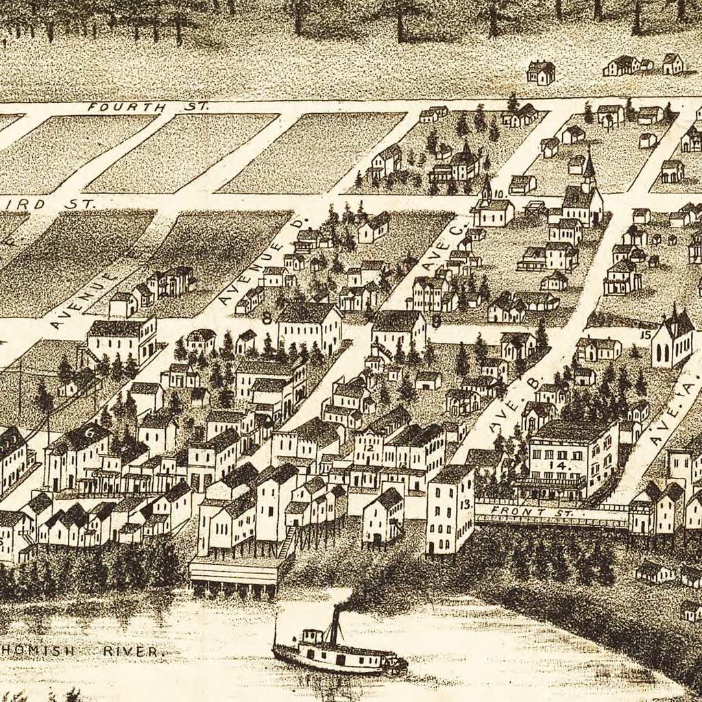 Vintage Map of Snohomish, Washington 1890