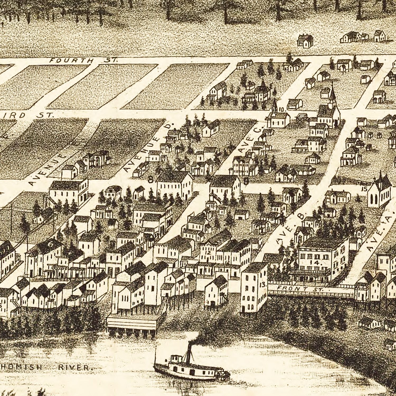Vintage Map of Snohomish, Washington 1890