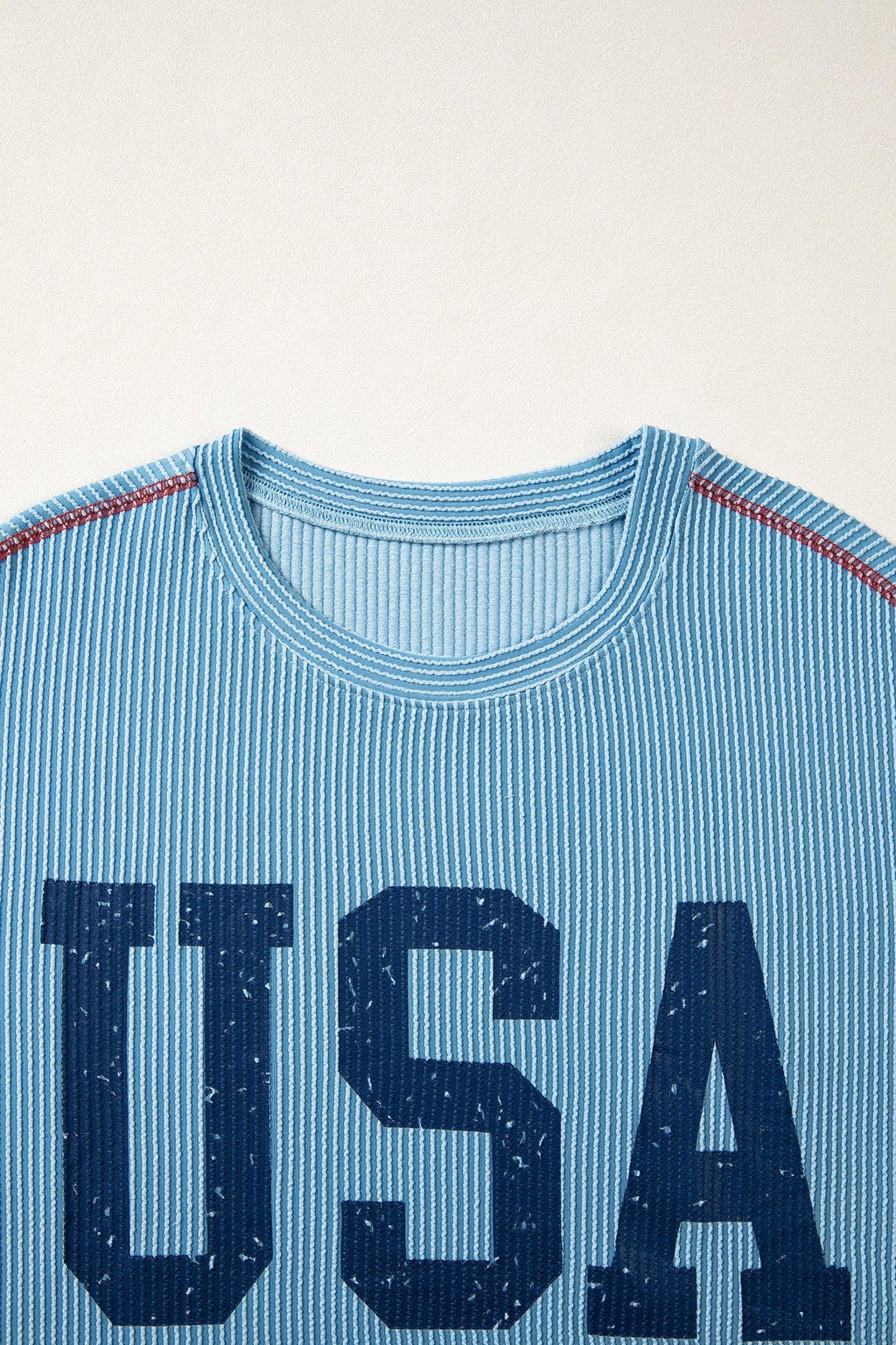USA Corded Knit Short Sleeve Graphic Top