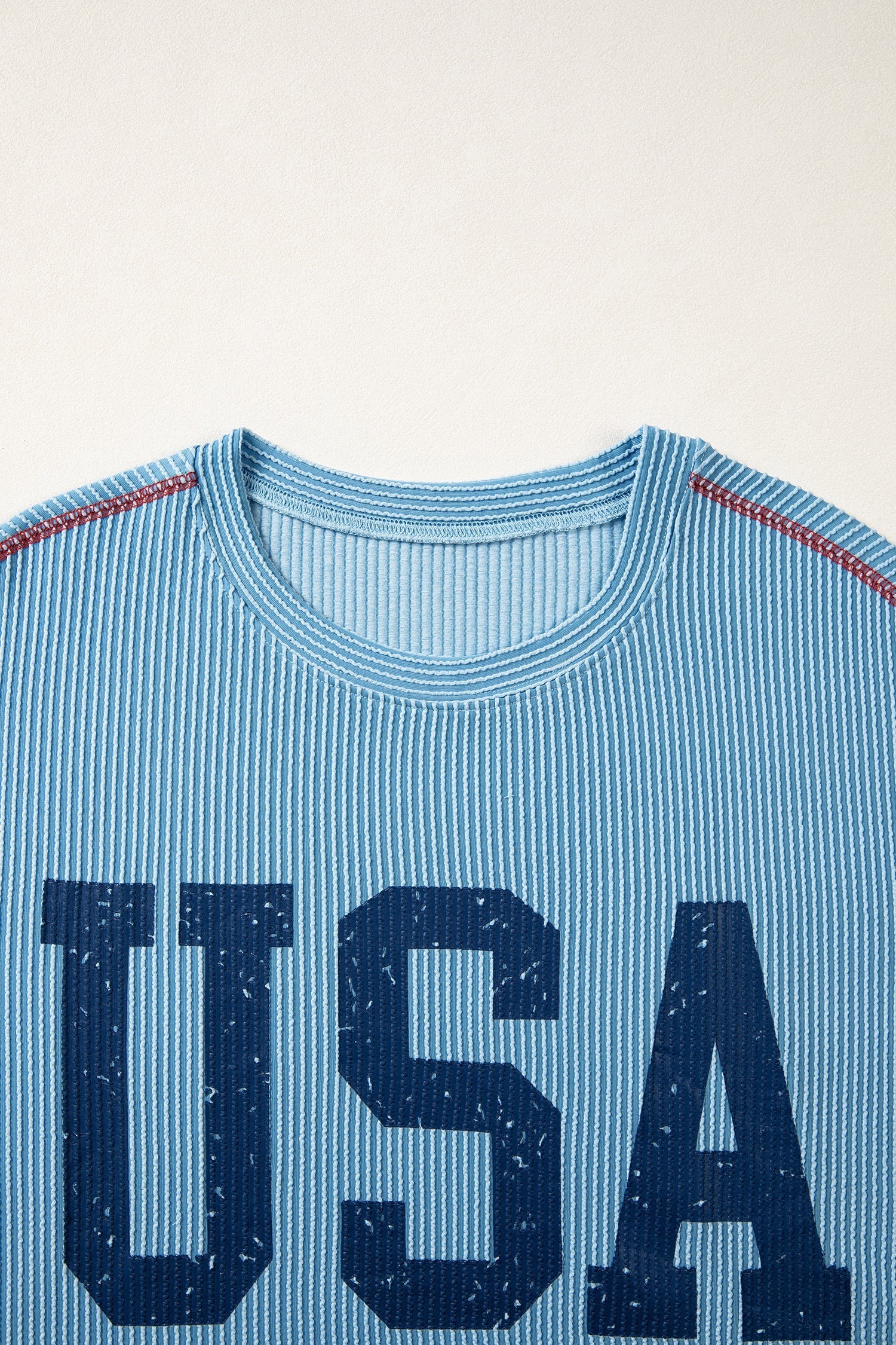 USA Corded Knit Short Sleeve Graphic Top