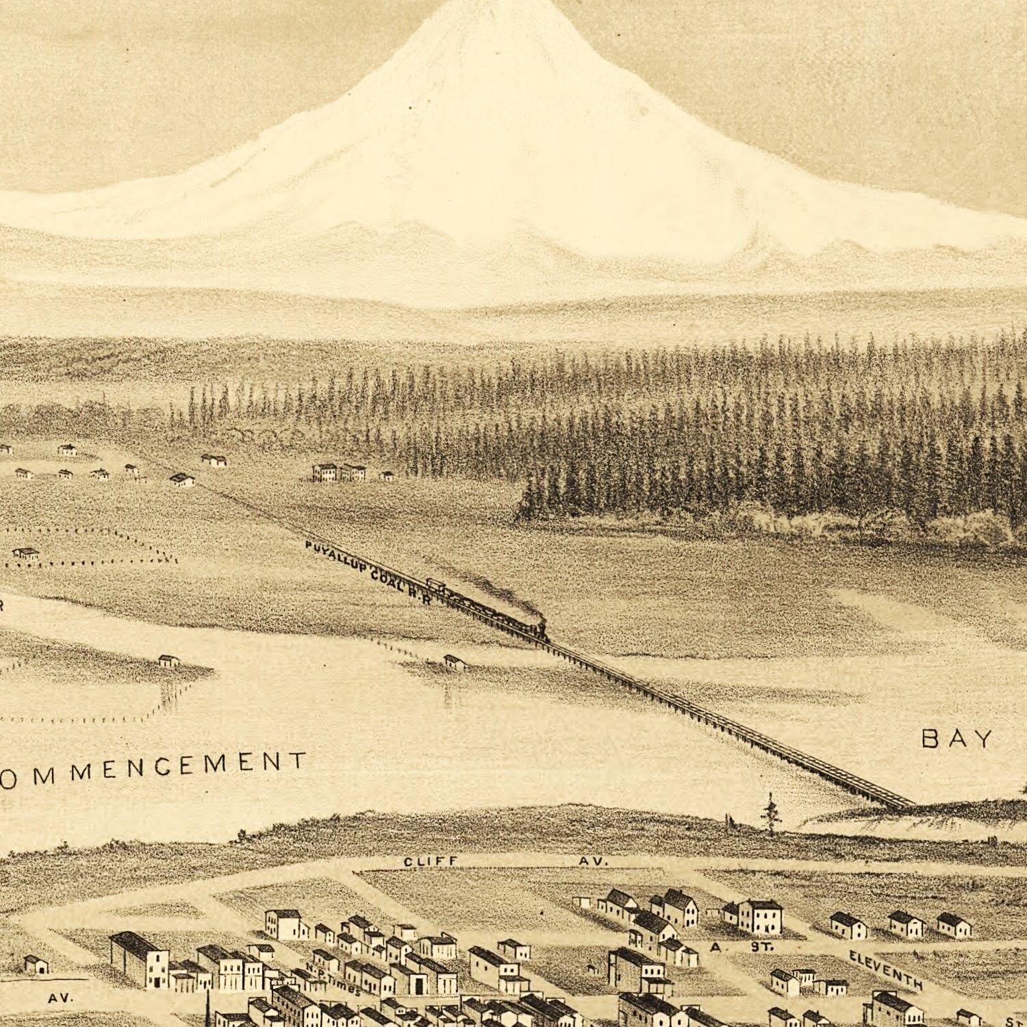 Vintage Map of Tacoma, Washington 1878