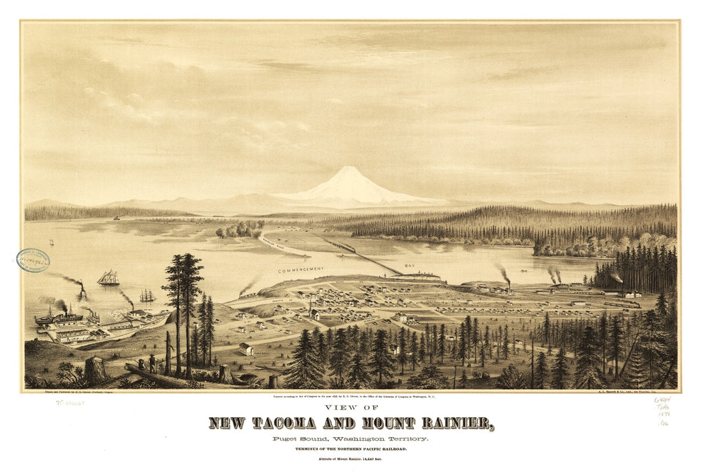 Vintage Map of Tacoma, Washington 1878