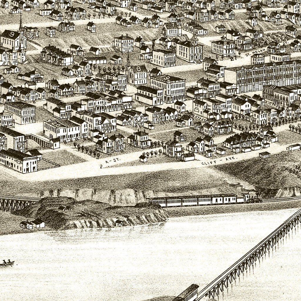 Vintage Map of Tacoma, Washington 1884