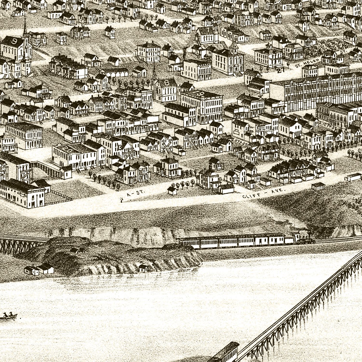 Vintage Map of Tacoma, Washington 1884