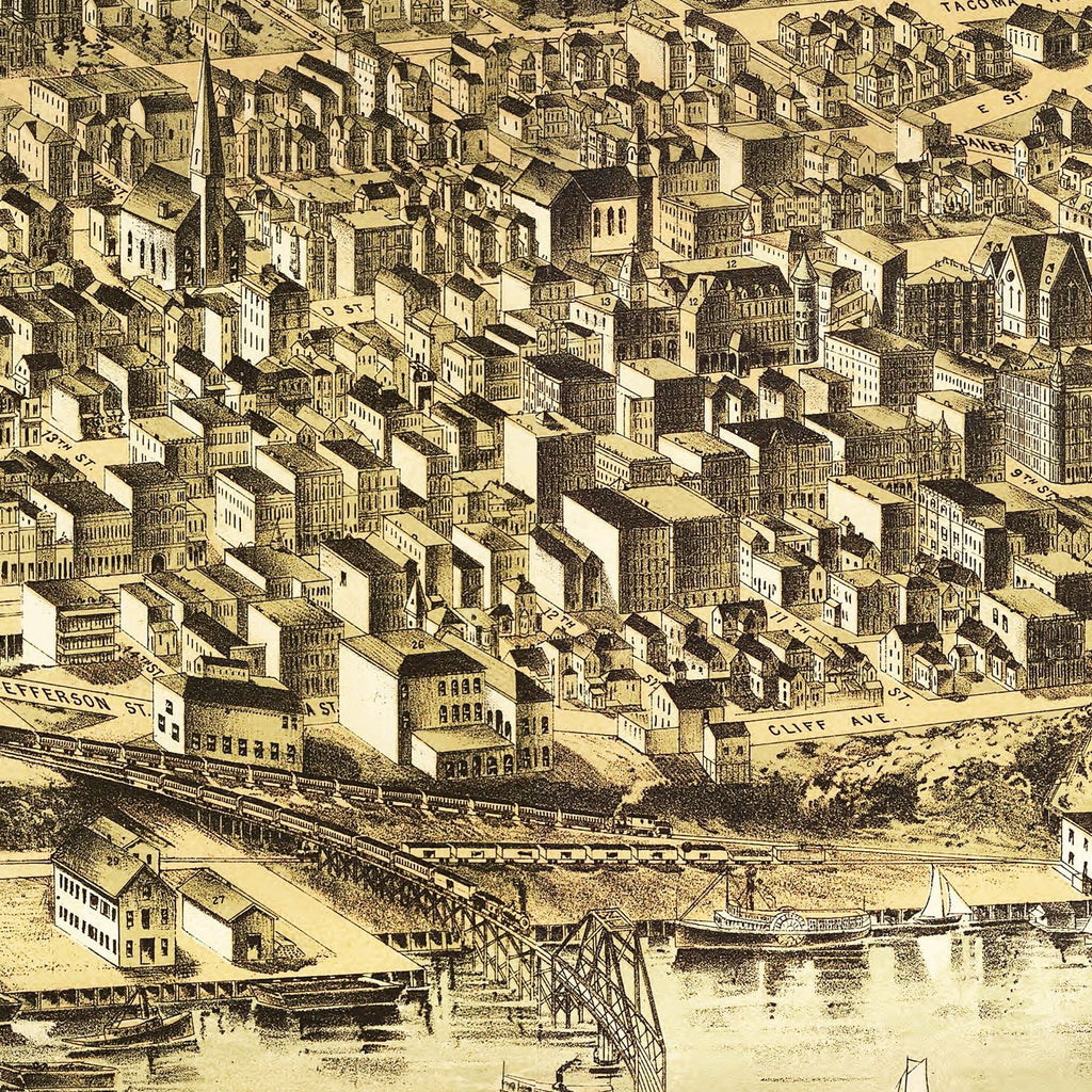 Vintage Map of Tacoma, Washington 1890