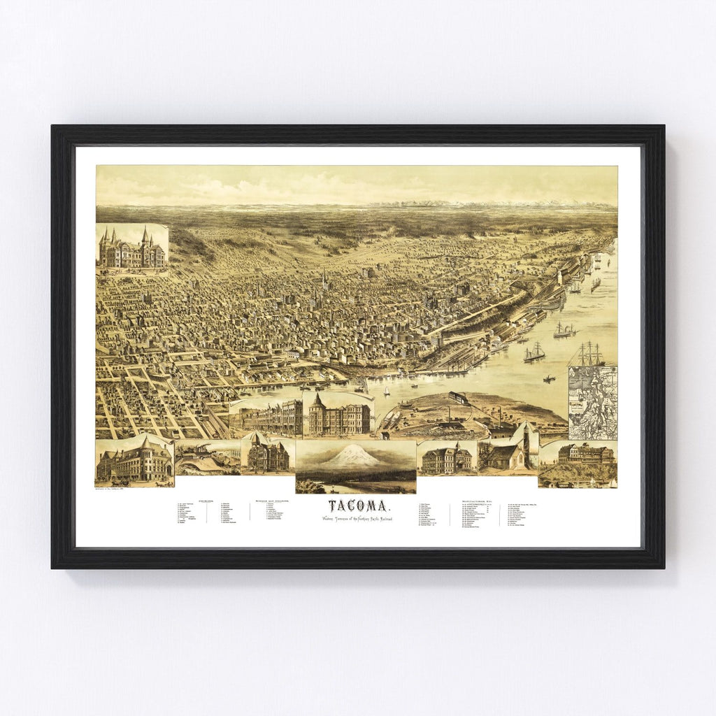 Vintage Map of Tacoma, Washington 1890