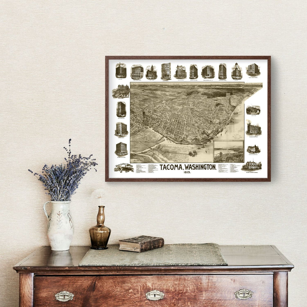 Vintage Map of Tacoma, Washington 1893
