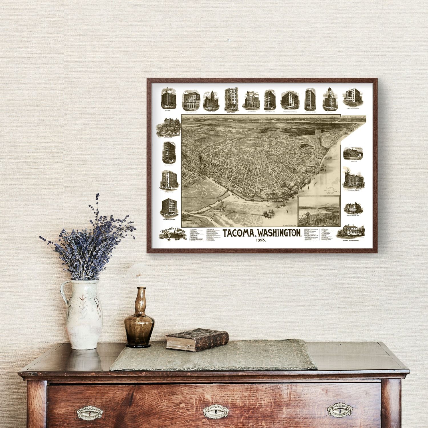 Vintage Map of Tacoma, Washington 1893