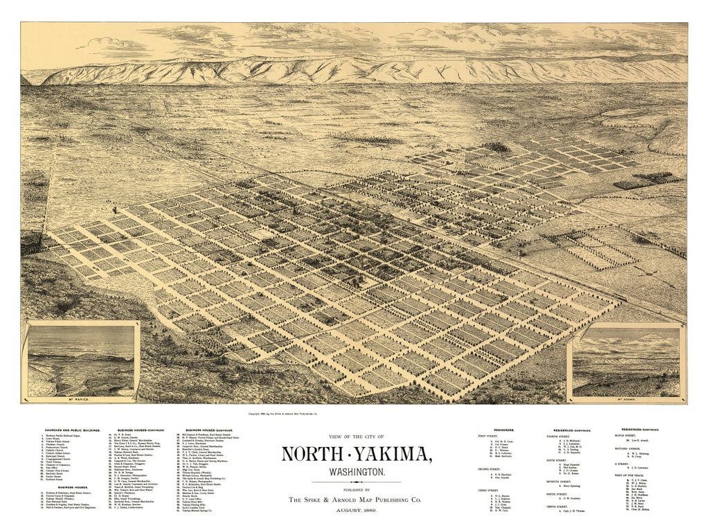 Vintage Map of North Yakima, Washington 1889