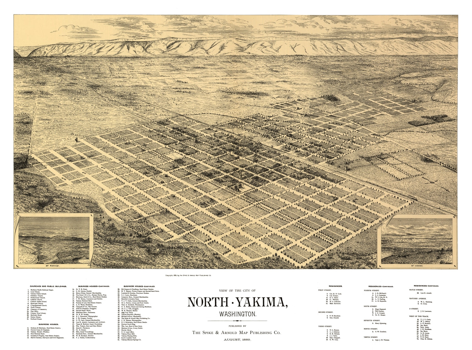 Vintage Map of North Yakima, Washington 1889