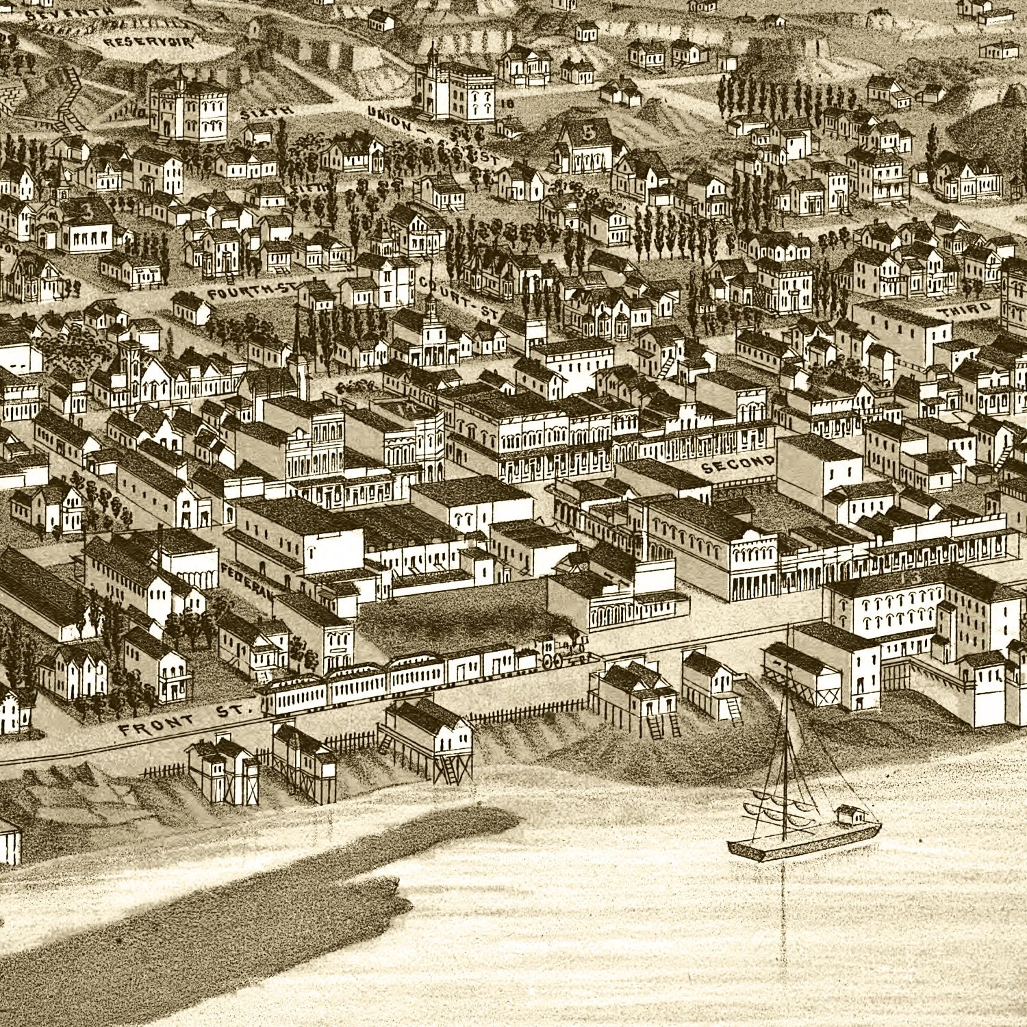 Vintage Map of Dalles, Oregon 1884