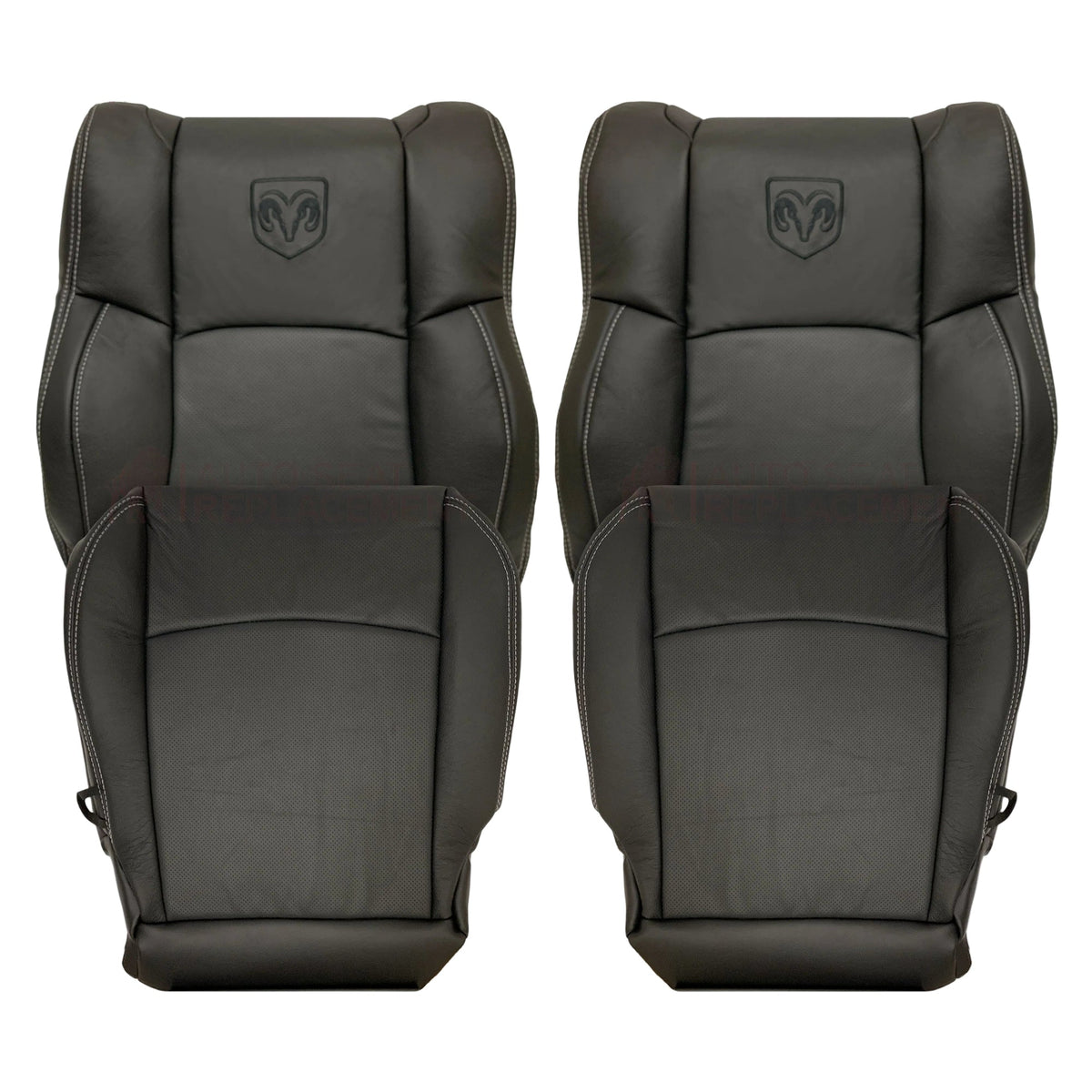 2009 - 2012 Dodge Ram 1500 2500 3500 Laramie Bottom Or Top Replacement Seat Cover in Dark Slate (Dark Gray) With Perforated Inserts