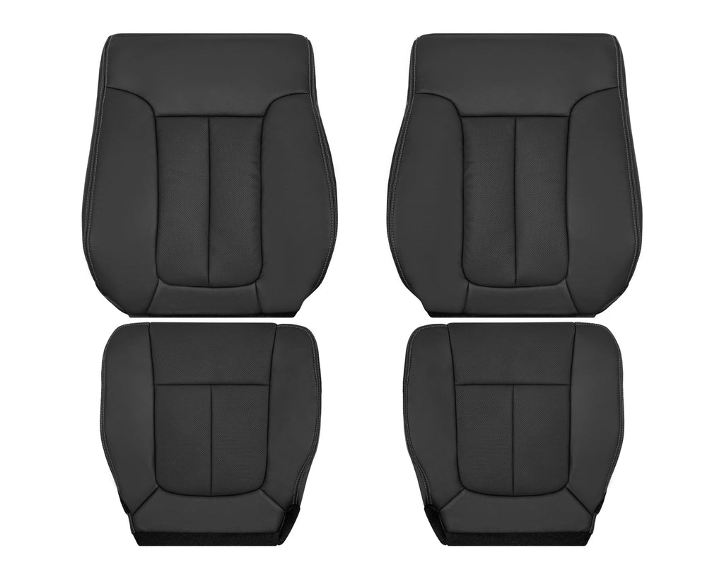 2009 - 2014 Ford F-150 Lariat Replacement Perforated Genuine Leather / Synthetic Leather Seat Cover In Black