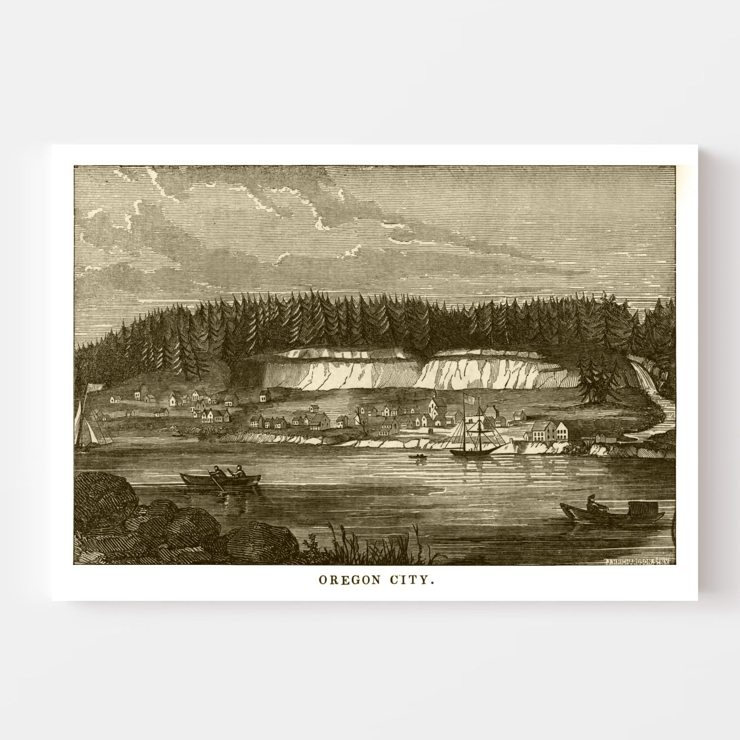 Vintage Map of Oregon City, Oregon 1880