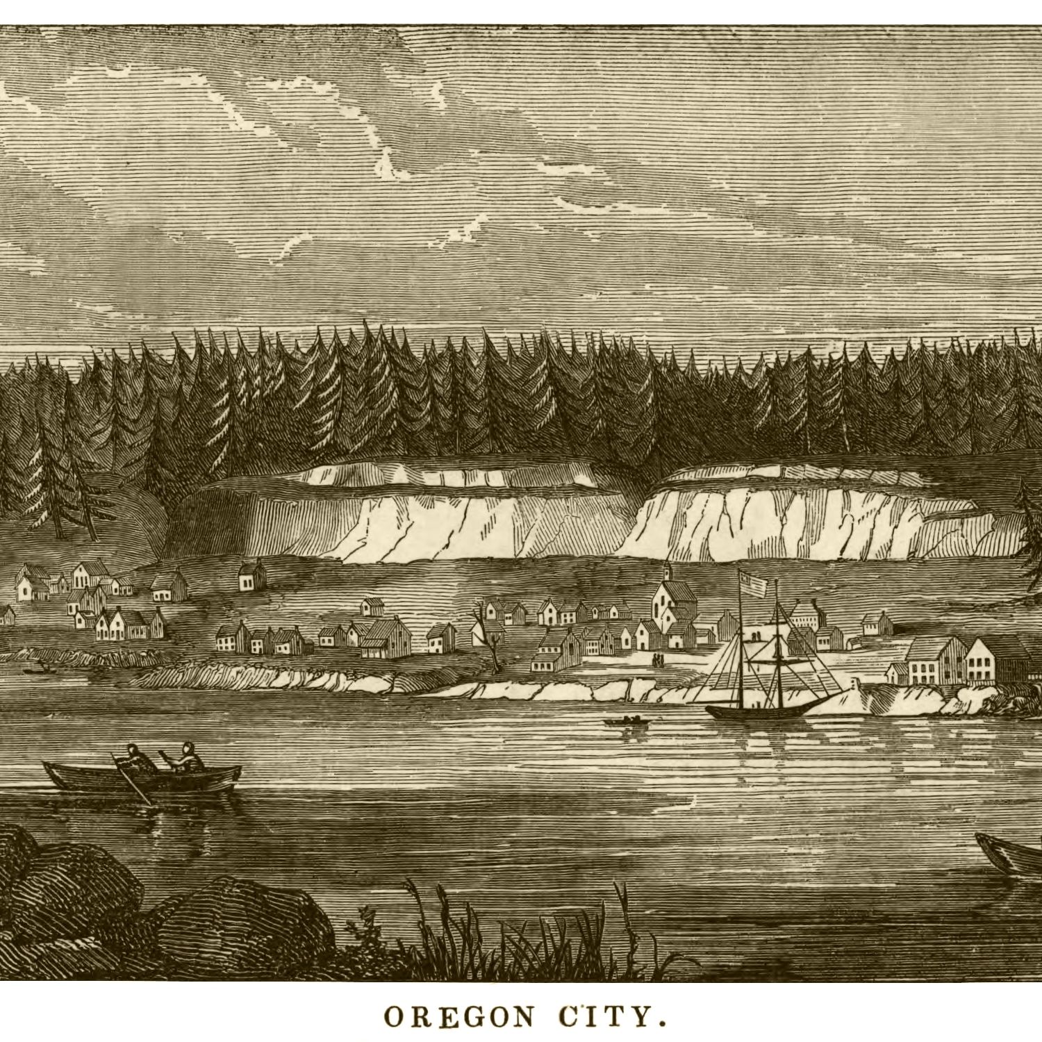 Vintage Map of Oregon City, Oregon 1880