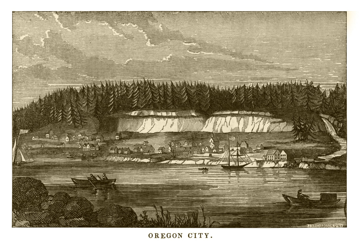 Vintage Map of Oregon City, Oregon 1880
