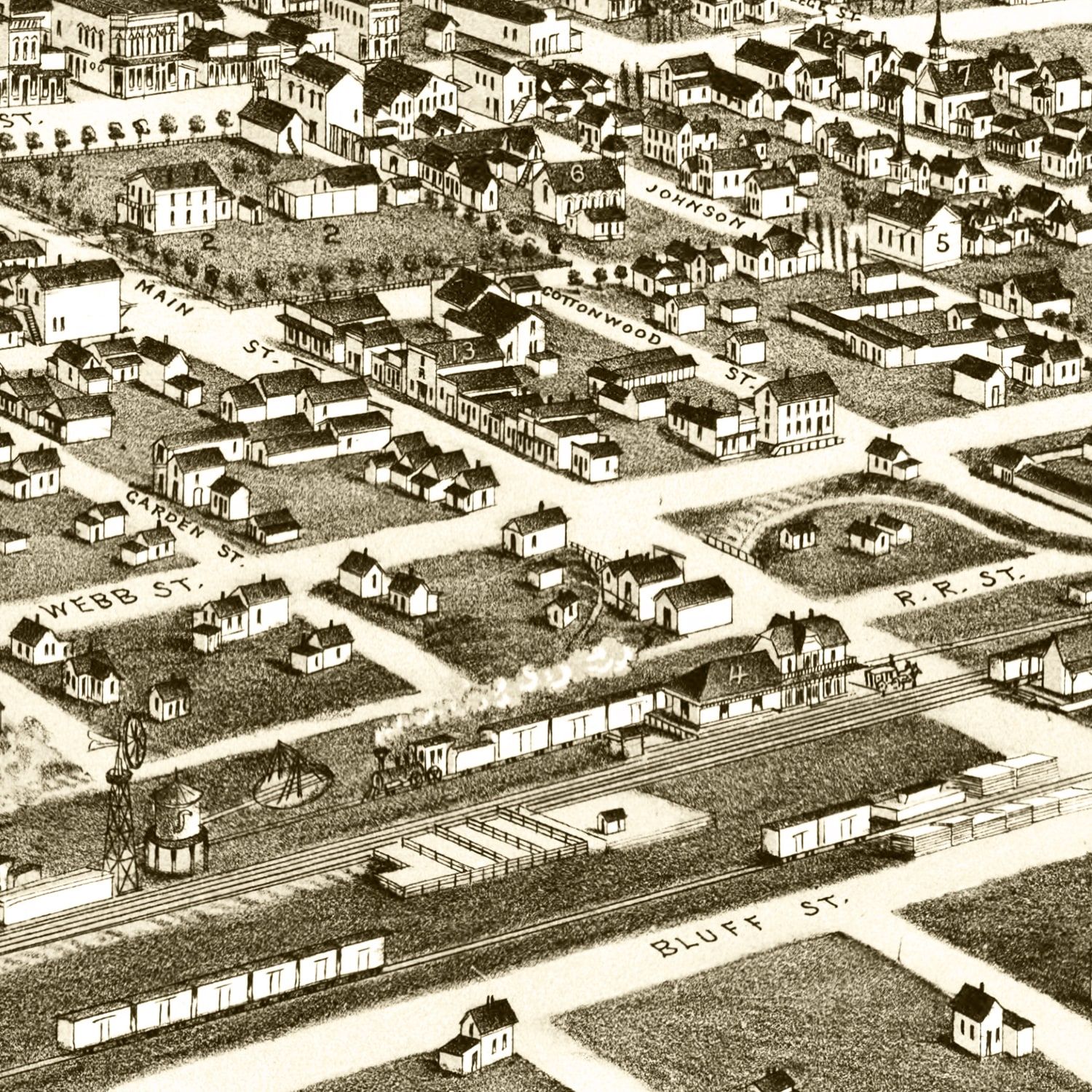 Vintage Map of Pendleton, Oregon 1884
