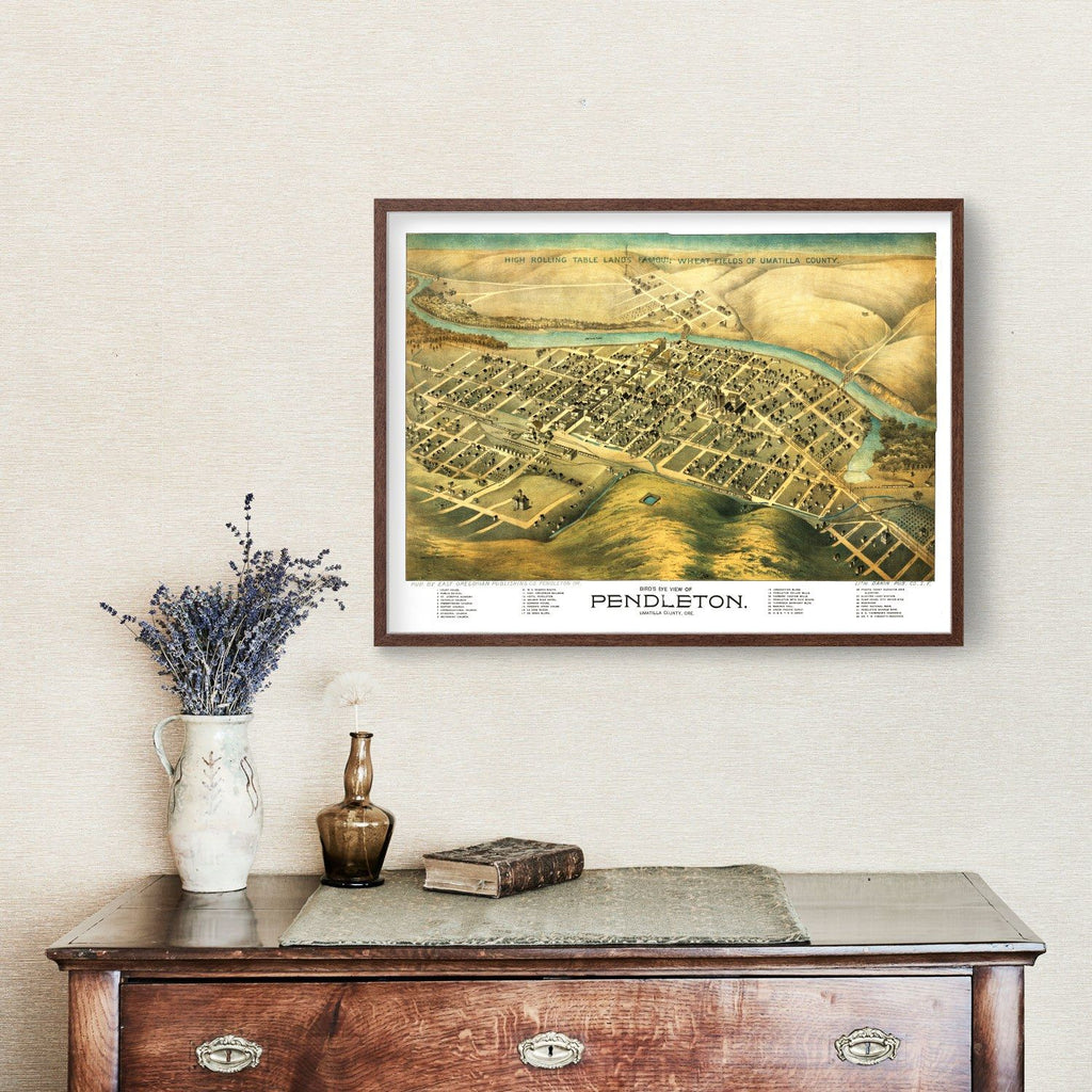 Vintage Map of Pendleton, Oregon 1890