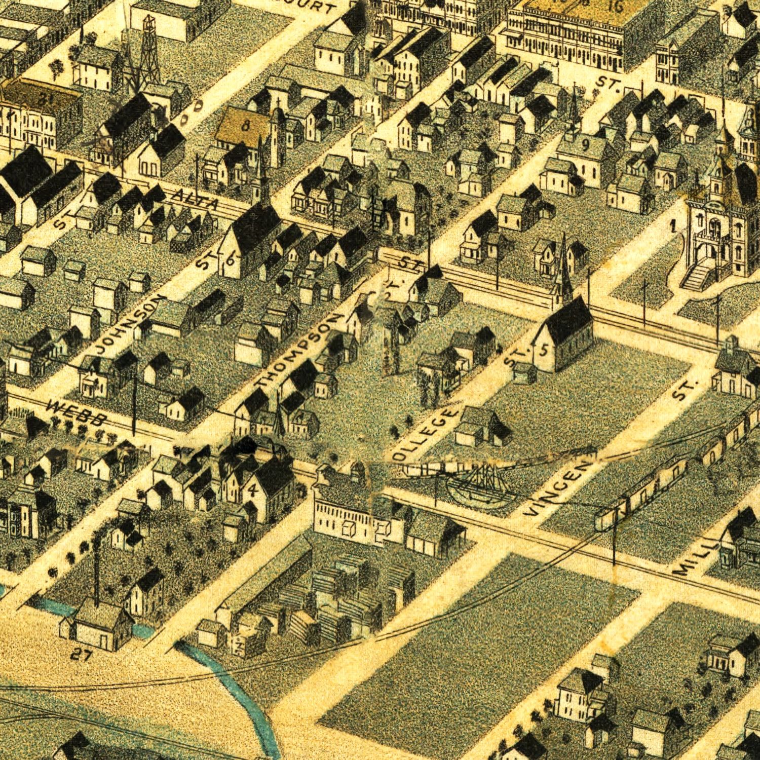 Vintage Map of Pendleton, Oregon 1890