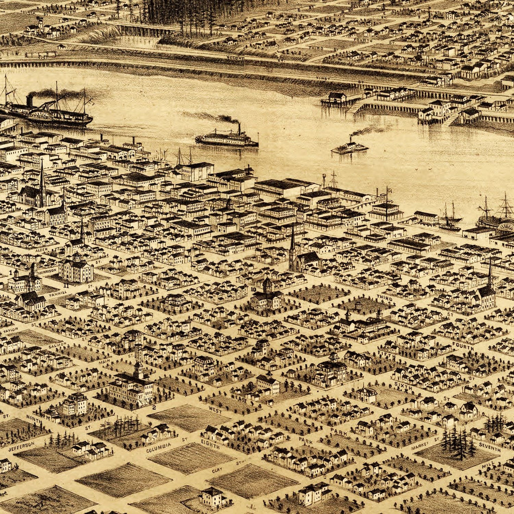 Vintage Map of Portland, Oregon 1879