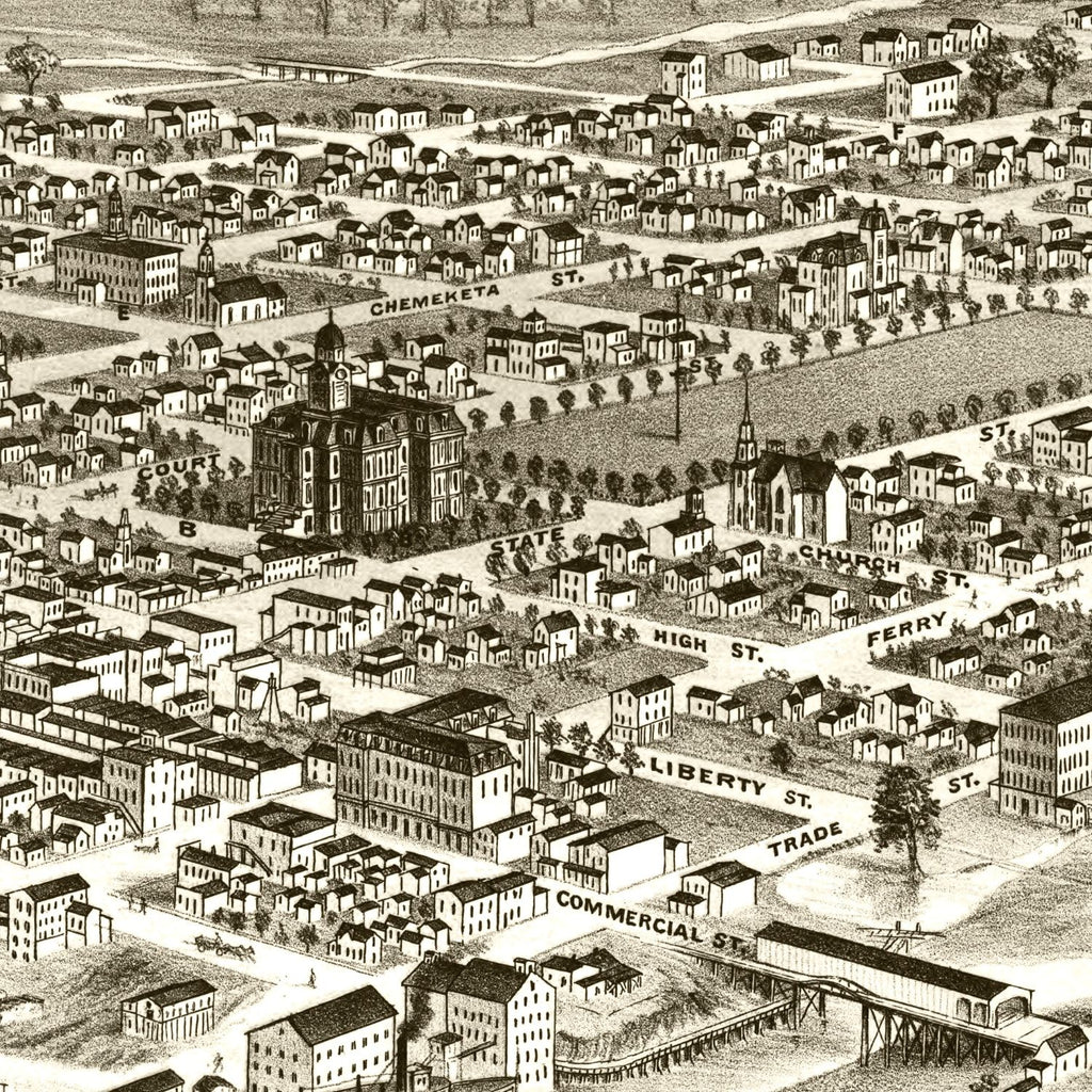Vintage Map of Salem, Oregon 1876