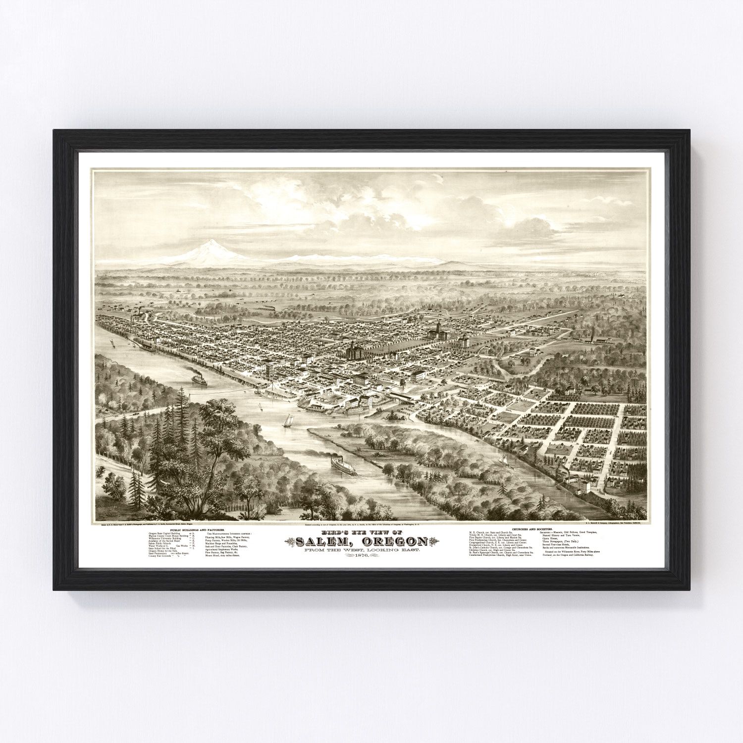 Vintage Map of Salem, Oregon 1876