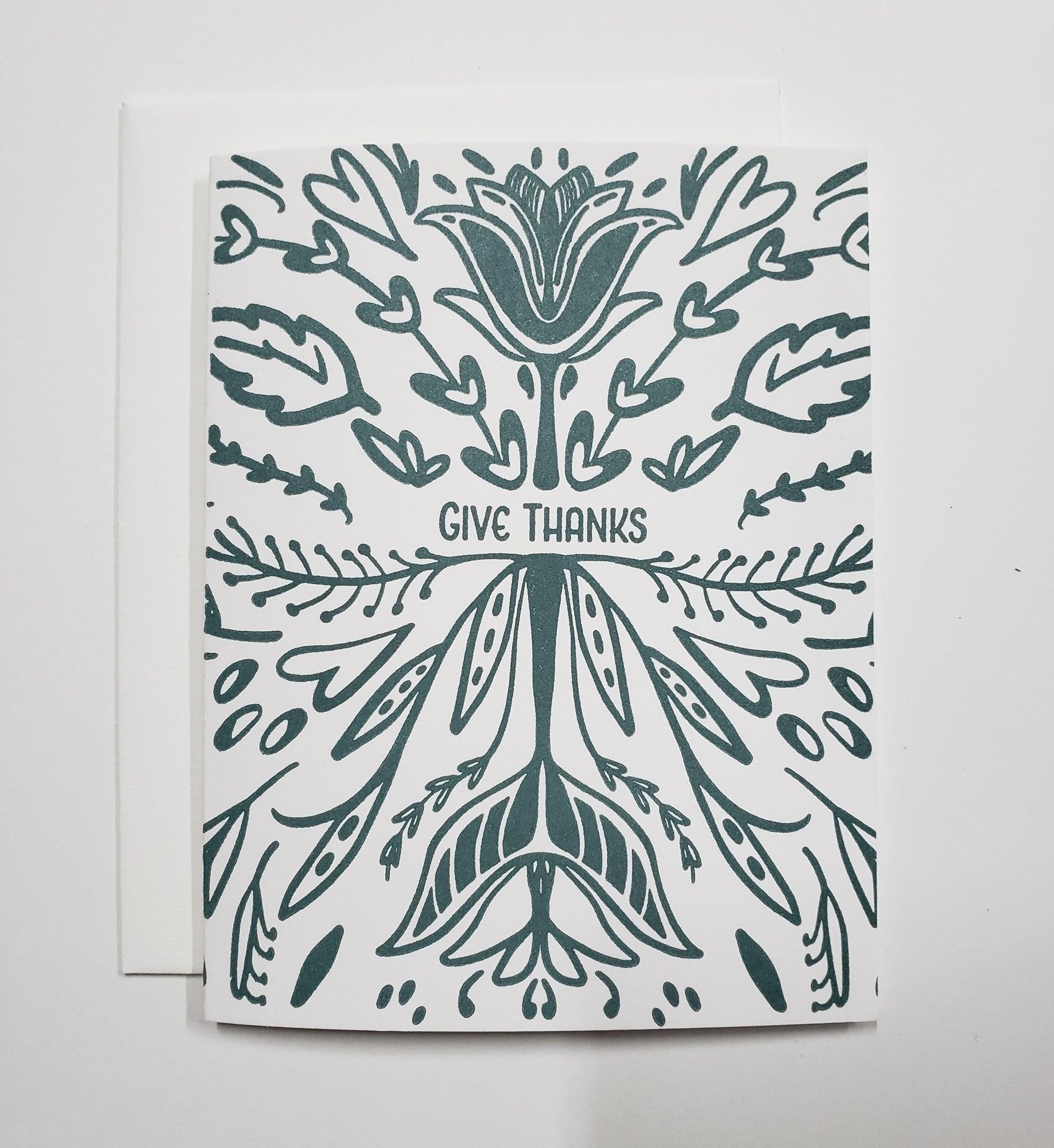 Give Thanks Floral Symmetry Card Box Set of 10