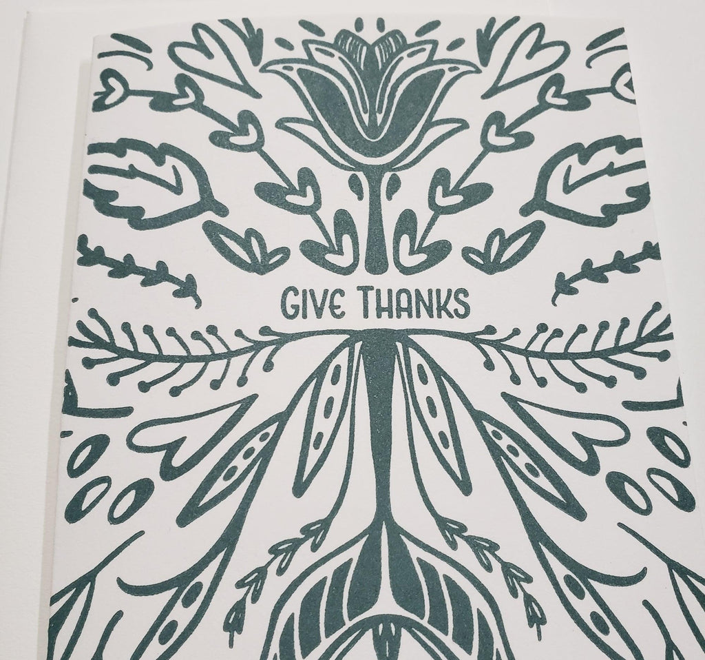 Give Thanks Floral Symmetry Card Box Set of 10