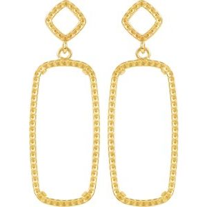 14K Yellow Gold 25x10 mm Elongated Cushion  Halo-Style Earring Mounting – image 2