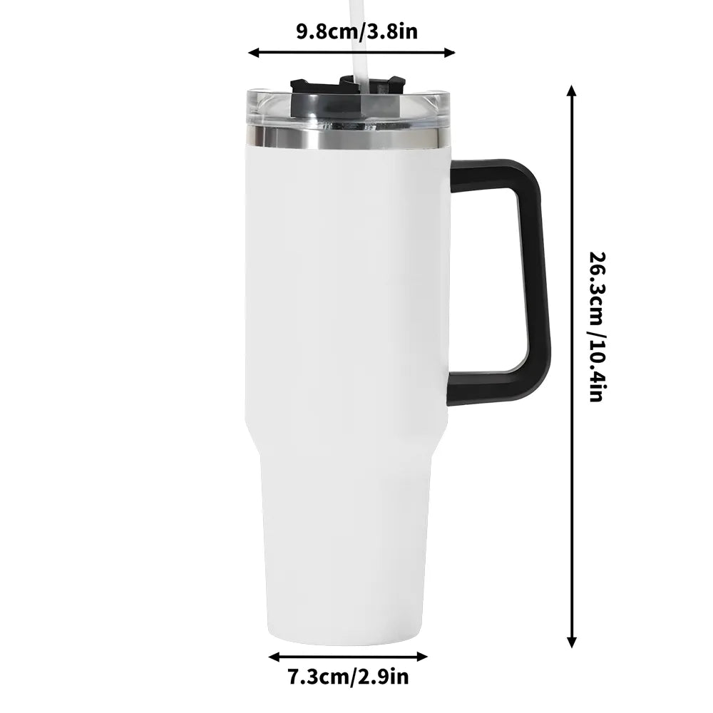 Happy Halloween Black Cat & Pumpkins 40oz Stainless Steel Tumbler With Black Handle (Made in USA)