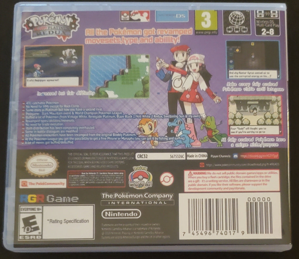 Pokemon Bloody Platinum Redux Video Game Nintendo DS with Box
