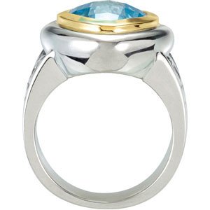 Sterling Silver & 14K Yellow Gold Natural Sky Blue Topaz Ring